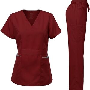 Women's Burgundy Scrub Set